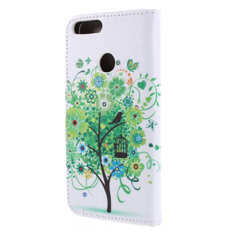 Kreuz Textur-Druck Leder Brieftasche Folio Flip Shell Für Huawei Ehre 9 Lite / Ehre 9 Jugendausgabe - Grüner Baum-2