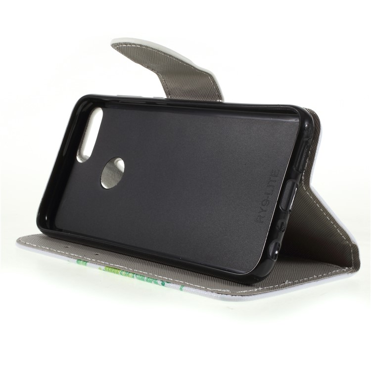 Kreuz Textur-Druck Leder Brieftasche Folio Flip Shell Für Huawei Ehre 9 Lite / Ehre 9 Jugendausgabe - Grüner Baum-4