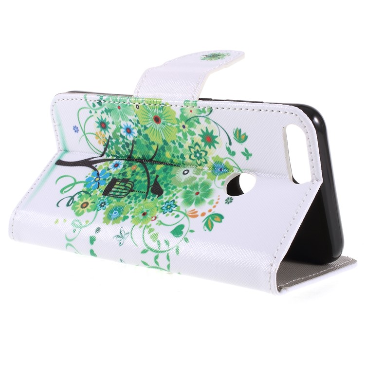 Kreuz Textur-Druck Leder Brieftasche Folio Flip Shell Für Huawei Ehre 9 Lite / Ehre 9 Jugendausgabe - Grüner Baum-5