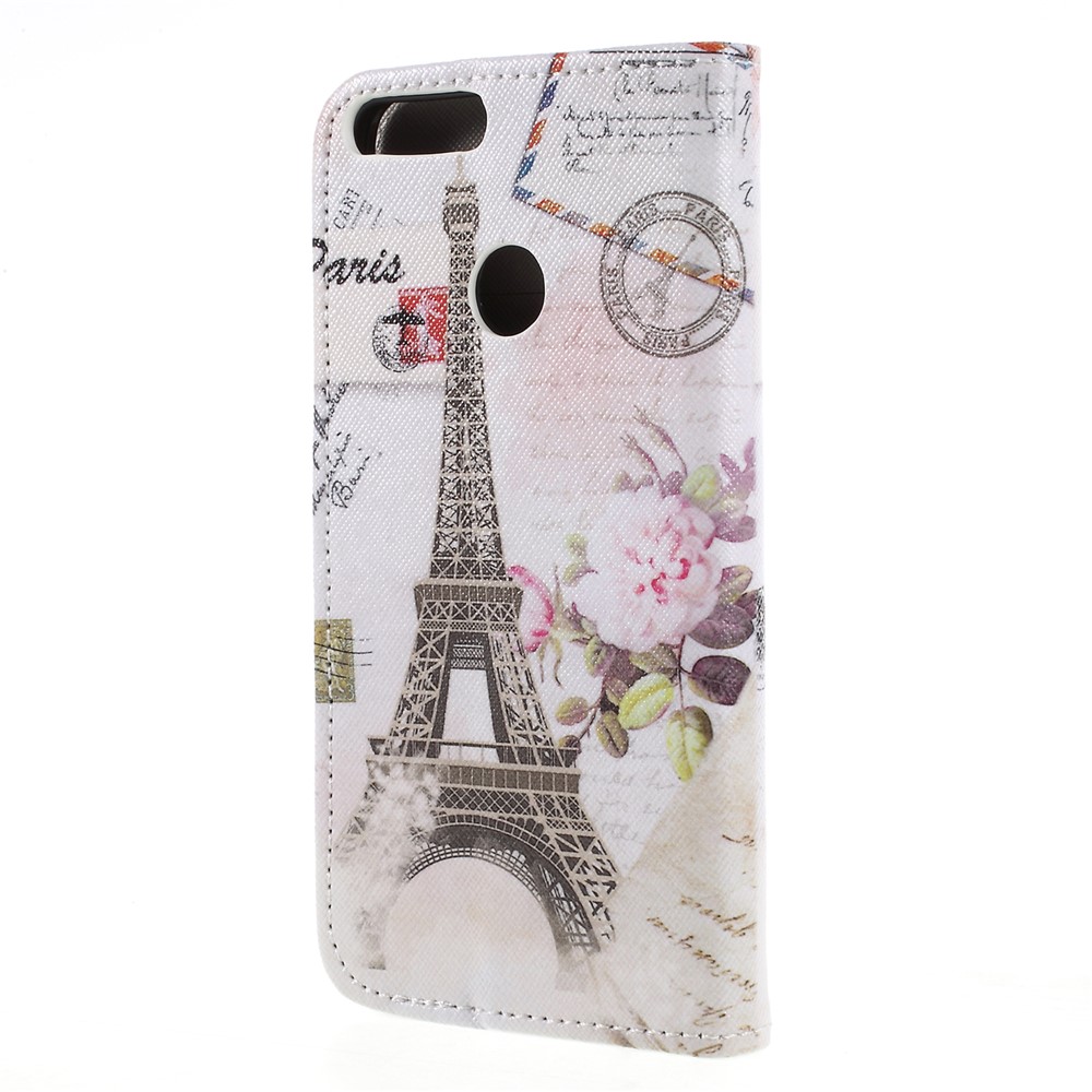 Cross Texture PU Leather Wallet Stand Case for Huawei Honor 9 Lite / Honor 9 Youth Edition - Eiffel Tower & Stamp-2