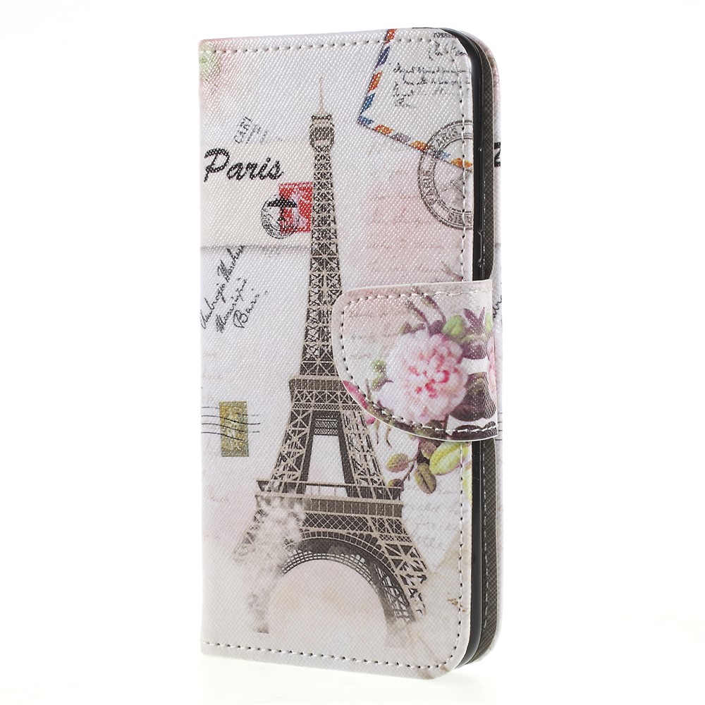 Cross Texture PU Leather Wallet Stand Case for Huawei Honor 9 Lite / Honor 9 Youth Edition - Eiffel Tower & Stamp-3