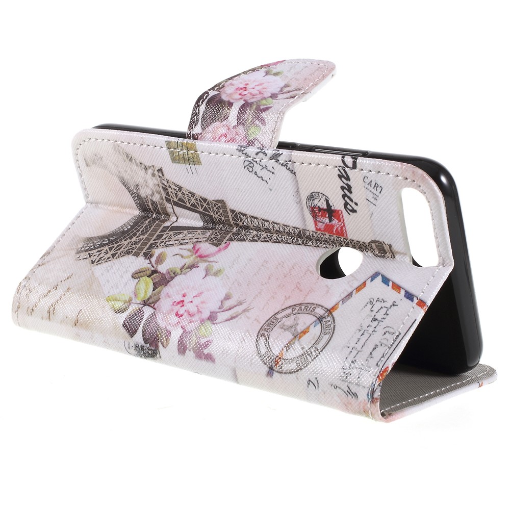 Cross Texture PU Leather Wallet Stand Case for Huawei Honor 9 Lite / Honor 9 Youth Edition - Eiffel Tower & Stamp-5