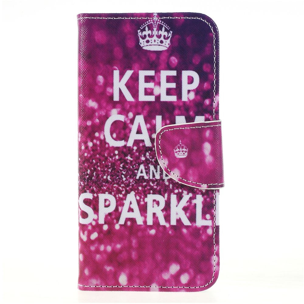 Cross Texture Pattern Printing Leather Wallet Shell for Huawei Honor 9 Lite / Honor 9 Youth Edition - Keep Calm and Sparkle-1