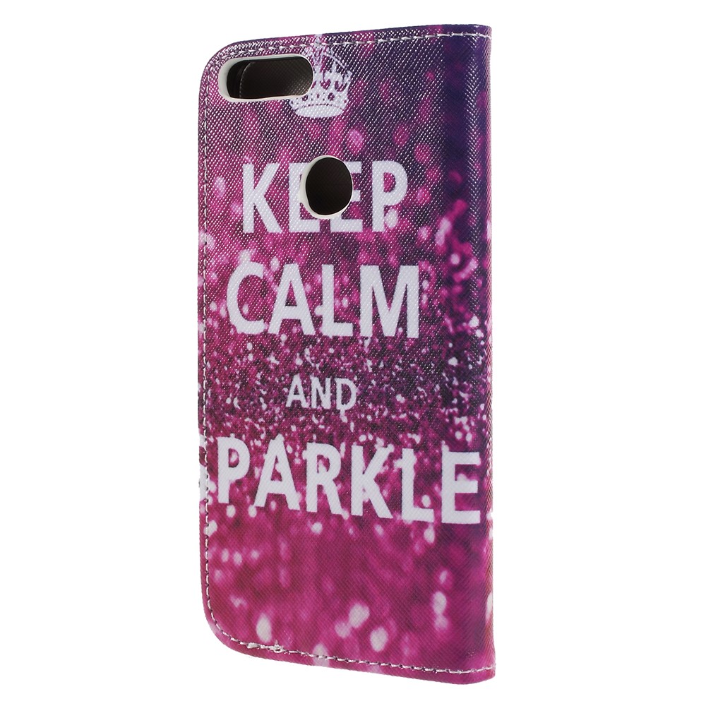 Cross Texture Pattern Printing Leather Wallet Shell for Huawei Honor 9 Lite / Honor 9 Youth Edition - Keep Calm and Sparkle-2