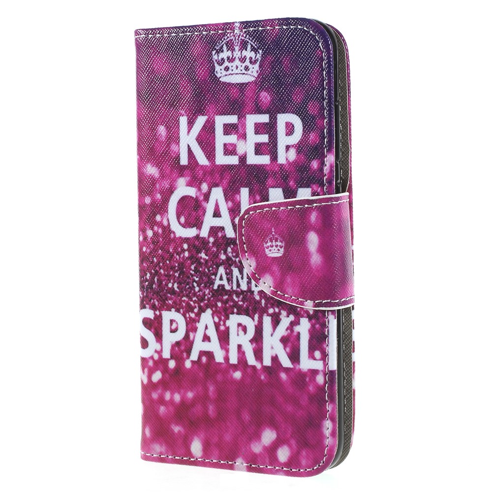 Cross Texture Pattern Printing Leather Wallet Shell for Huawei Honor 9 Lite / Honor 9 Youth Edition - Keep Calm and Sparkle-3