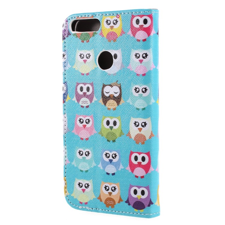 Cross Texture Pattern Printing Leather Wallet Flip Case for Huawei Honor 9 Lite / Honor 9 Youth Edition - Cute Little Owls-2