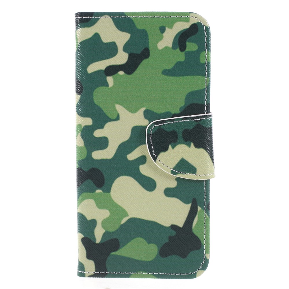 Cross Texture Patterned Leather Wallet Cover for Huawei Honor 9 Lite / Honor 9 Youth Edition - Green Camouflage-1