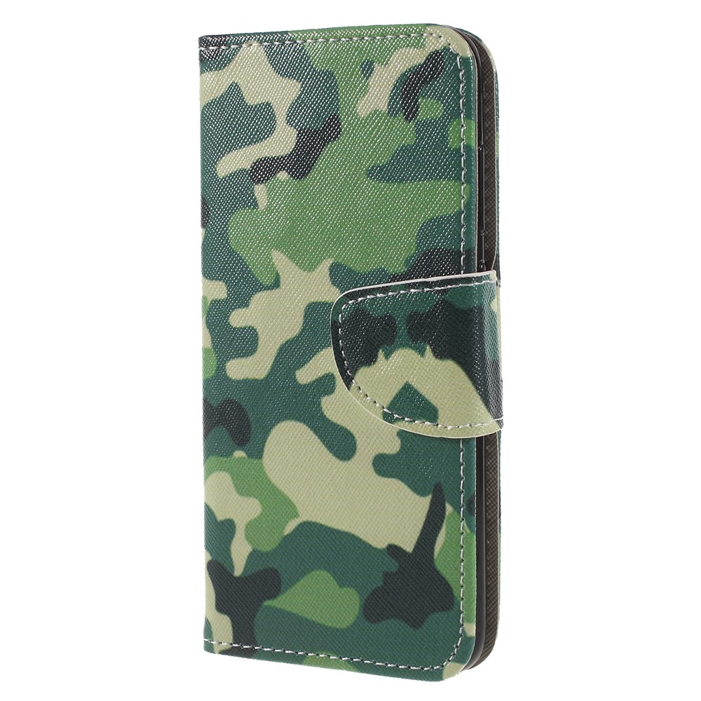 Cross Texture Patterned Leather Wallet Cover for Huawei Honor 9 Lite / Honor 9 Youth Edition - Green Camouflage-3