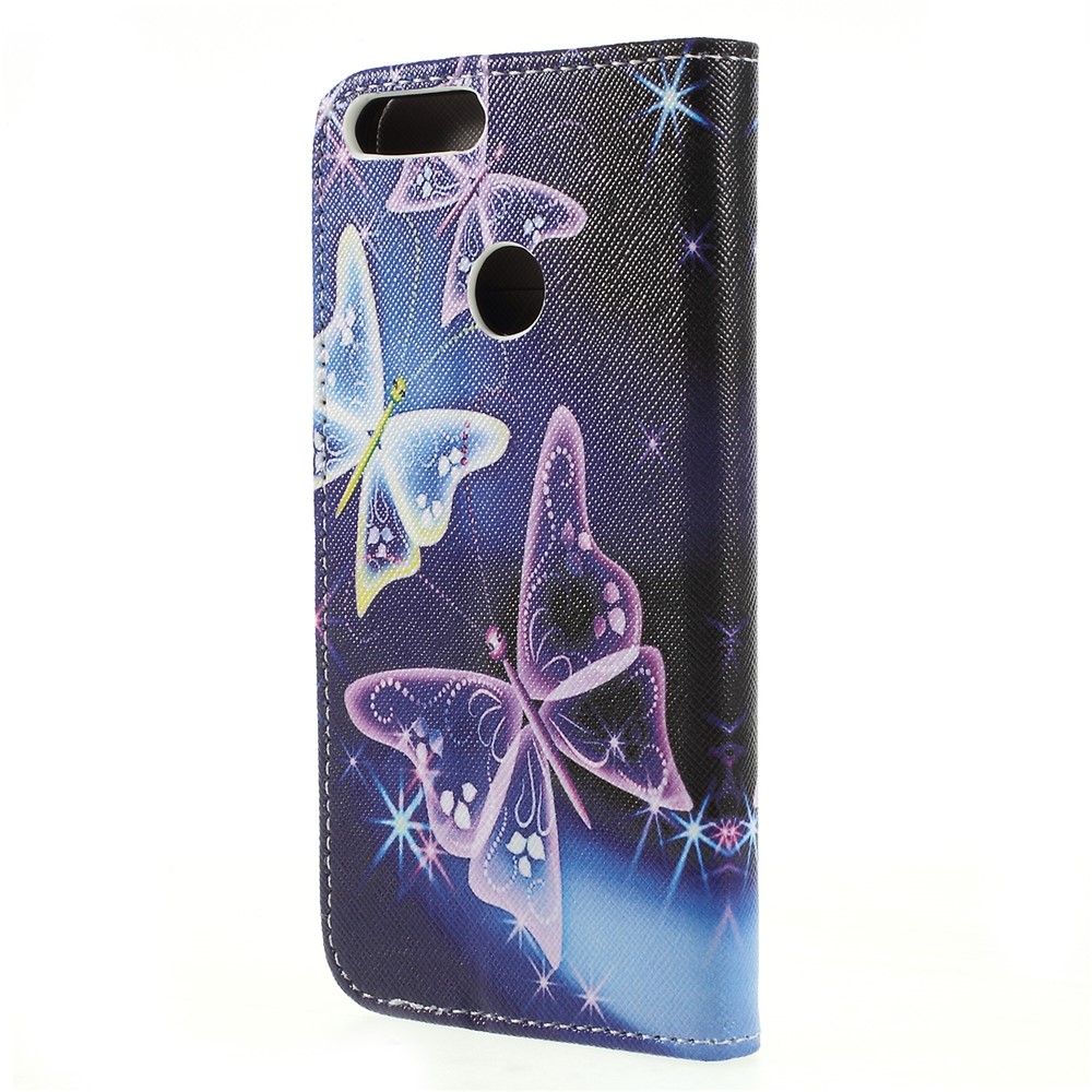 For Huawei Honor 9 Lite / Honor 9 Youth Edition Cross Texture Leather Wallet Mobile Case - Pretty Butterflies-2