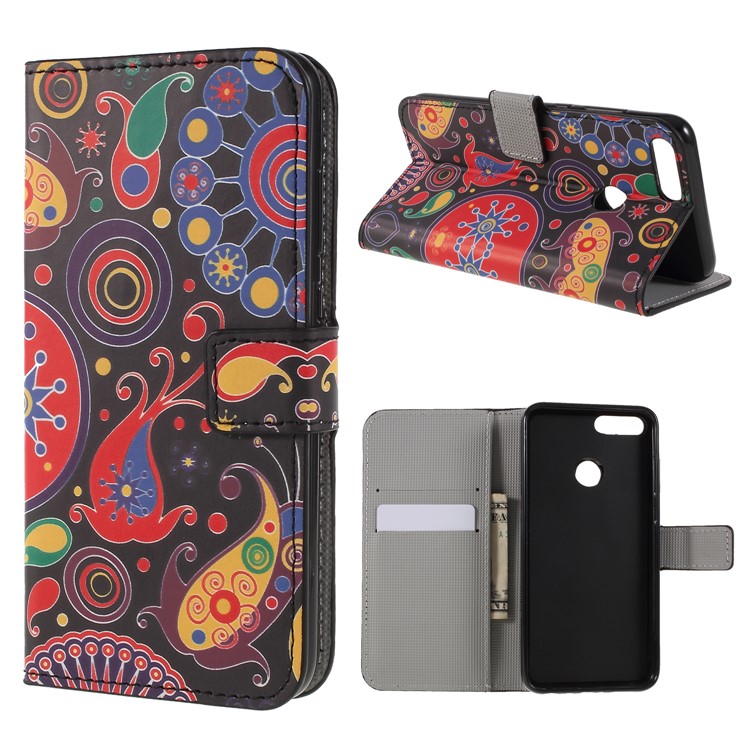 Pattern Printing PU Leather Magnetic Wallet Stand Protective Phone Shell for Huawei Honor 9 Lite/9 Youth Edition - Abstract Pattern-1