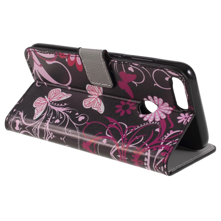 Pattern Printing PU Leather Magnetic Wallet Stand Protective Phone Case for Huawei Honor 9 Lite/9 Youth Edition - Pink Butterflies and Flowers-4