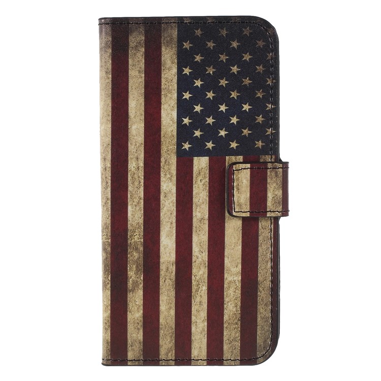 Pattern Printing PU Leather Magnetic Wallet Stand Protective Phone Cover for Huawei Honor 9 Lite/9 Youth Edition - Flag of America-1