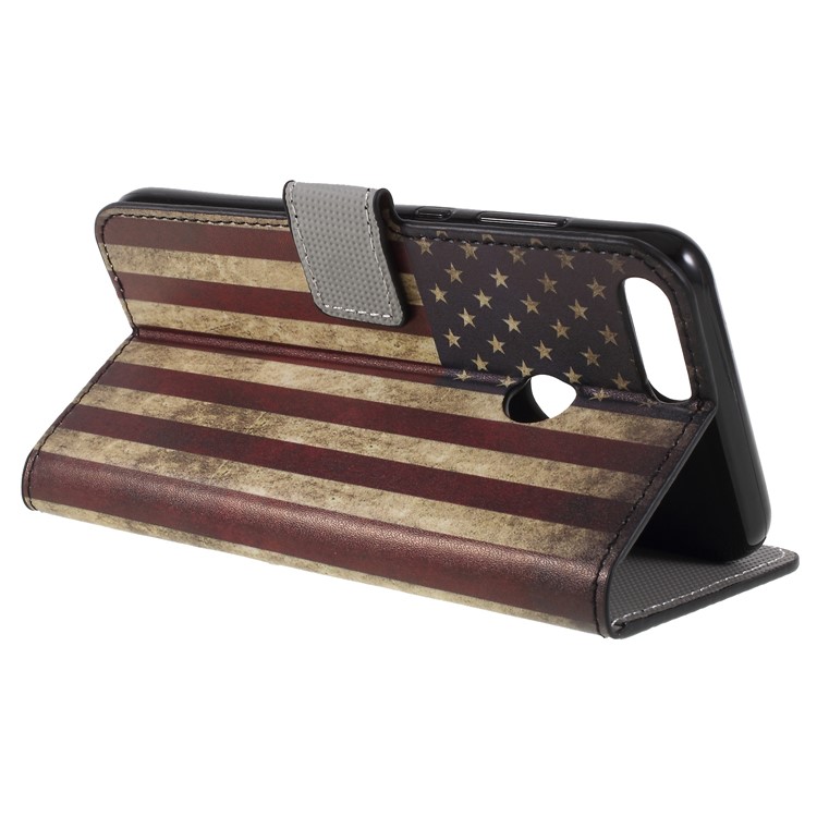 Pattern Printing PU Leather Magnetic Wallet Stand Protective Phone Cover for Huawei Honor 9 Lite/9 Youth Edition - Flag of America-5