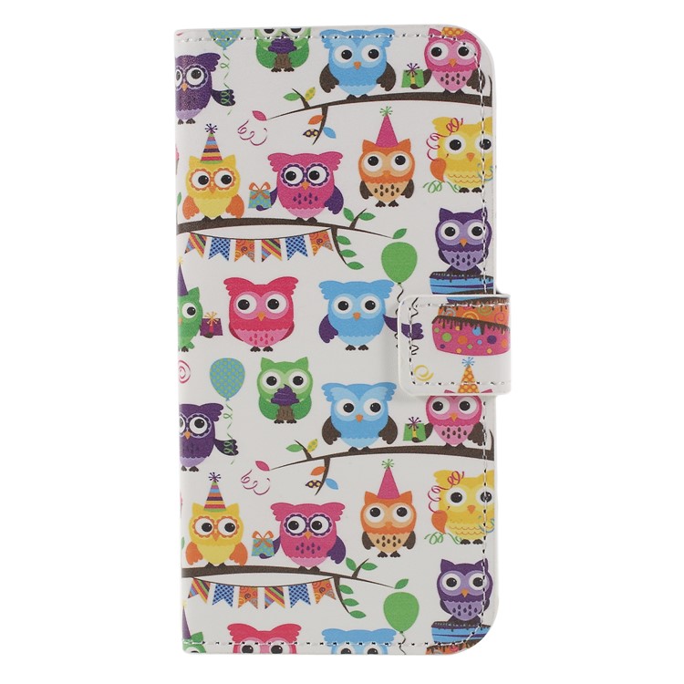 Pattern Printing PU Leather Magnetic Wallet Stand Phone Shell for Huawei Honor 9 Lite/9 Youth Edition - Owl Family-1