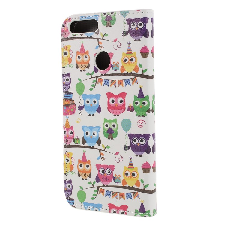 Pattern Printing PU Leather Magnetic Wallet Stand Phone Shell for Huawei Honor 9 Lite/9 Youth Edition - Owl Family-2