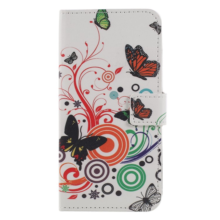 Impressão Padrão PU Couro Magnético Wallet Stand Shell Para Huawei Honra 9 Lite / 9 Edição Da Juventude - Flor De Borboleta-1