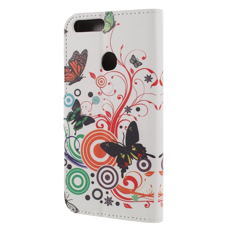 Impressão Padrão PU Couro Magnético Wallet Stand Shell Para Huawei Honra 9 Lite / 9 Edição Da Juventude - Flor De Borboleta-2