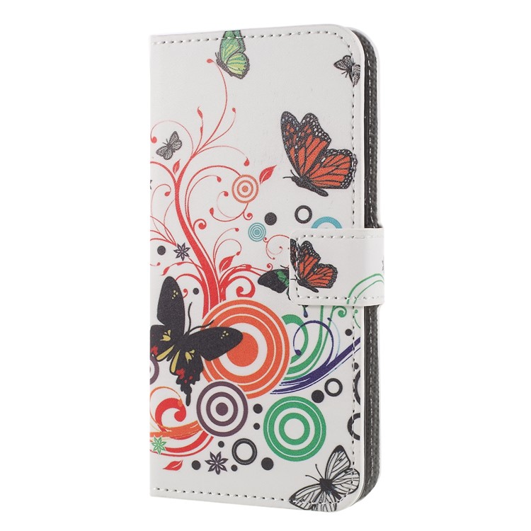 Impressão Padrão PU Couro Magnético Wallet Stand Shell Para Huawei Honra 9 Lite / 9 Edição Da Juventude - Flor De Borboleta-3