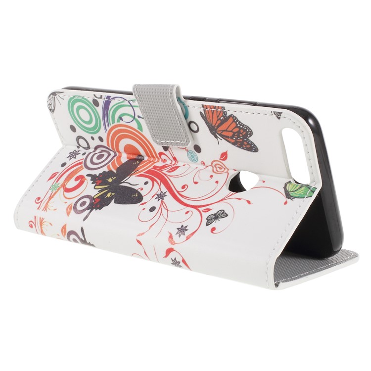 Impressão Padrão PU Couro Magnético Wallet Stand Shell Para Huawei Honra 9 Lite / 9 Edição Da Juventude - Flor De Borboleta-5