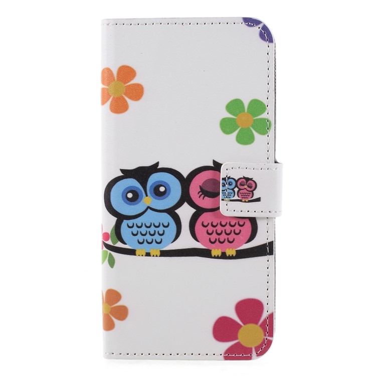 Pattern Printing PU Leather Magnetic Wallet Stand Cell Phone Shell for Huawei Honor 9 Lite/9 Youth Edition - Owl Lovers-1