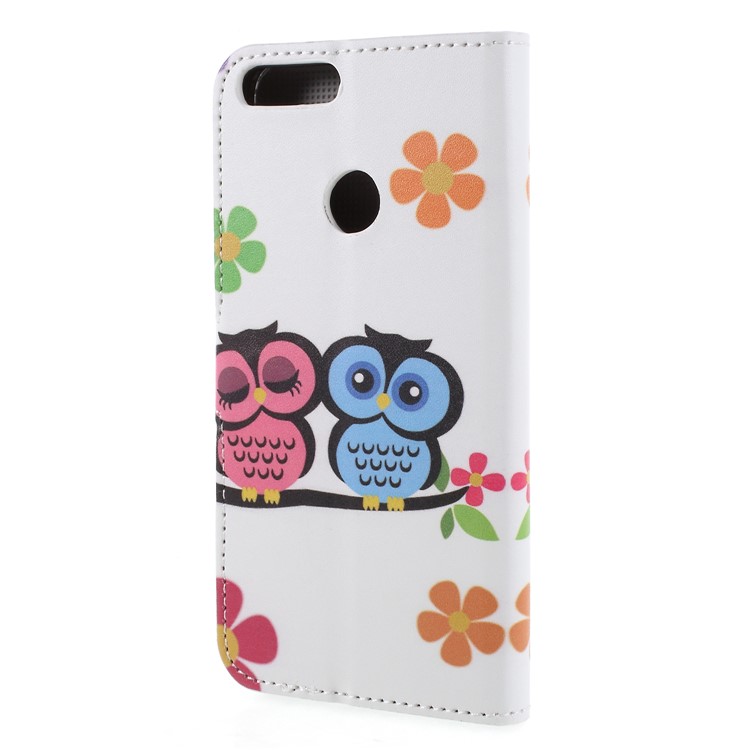 Pattern Printing PU Leather Magnetic Wallet Stand Cell Phone Shell for Huawei Honor 9 Lite/9 Youth Edition - Owl Lovers-2