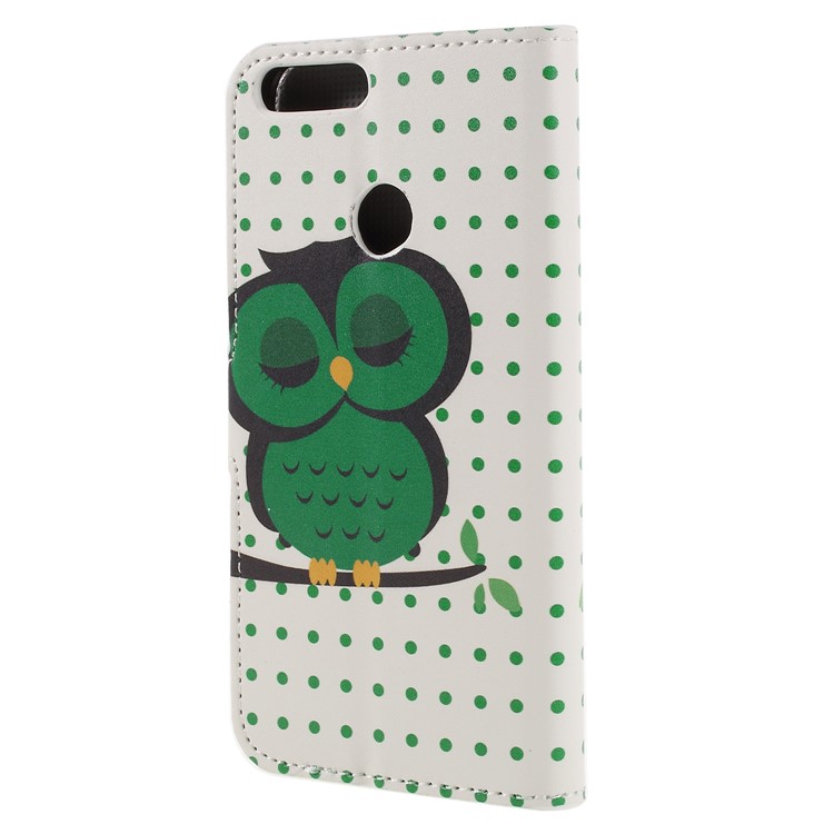 Pattern Printing PU Leather Magnetic Wallet Stand Folio Shell for Huawei Honor 9 Lite/9 Youth Edition - Sleeping Owl-2