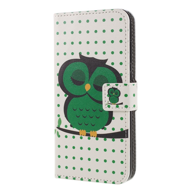 Pattern Printing PU Leather Magnetic Wallet Stand Folio Shell for Huawei Honor 9 Lite/9 Youth Edition - Sleeping Owl-3