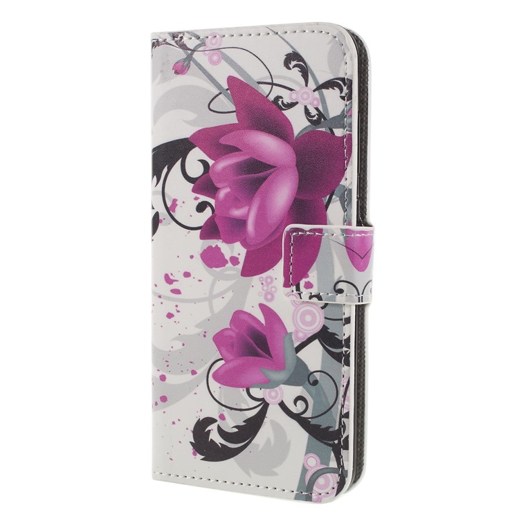 Pattern Printing PU Leather Magnetic Wallet Stand Flip Shell for Huawei Honor 9 Lite/9 Youth Edition - Purple Flower-3