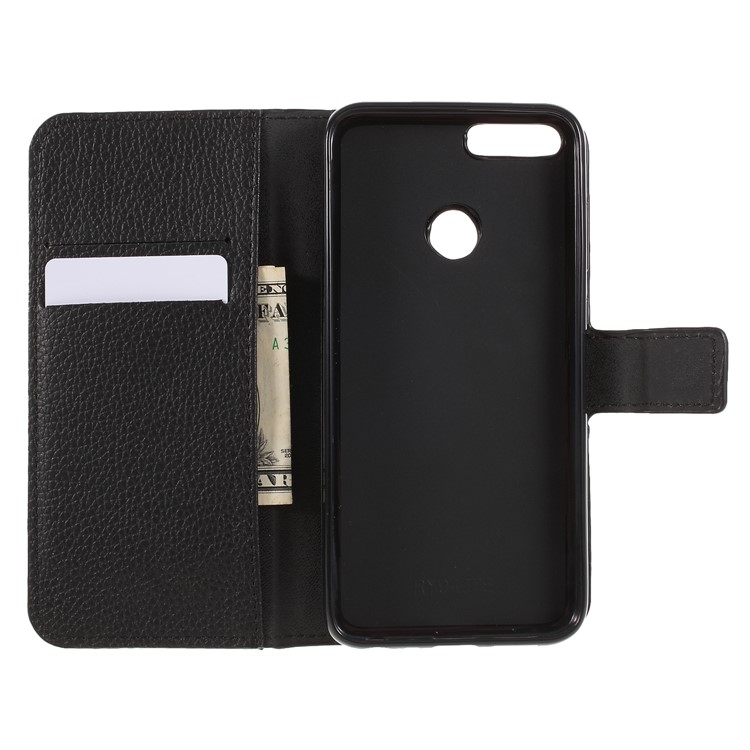 Litchi Texture Genuine Leather Wallet Protective Cover Case for Huawei Honor 9 Lite/9 Youth Edition - Orange-5