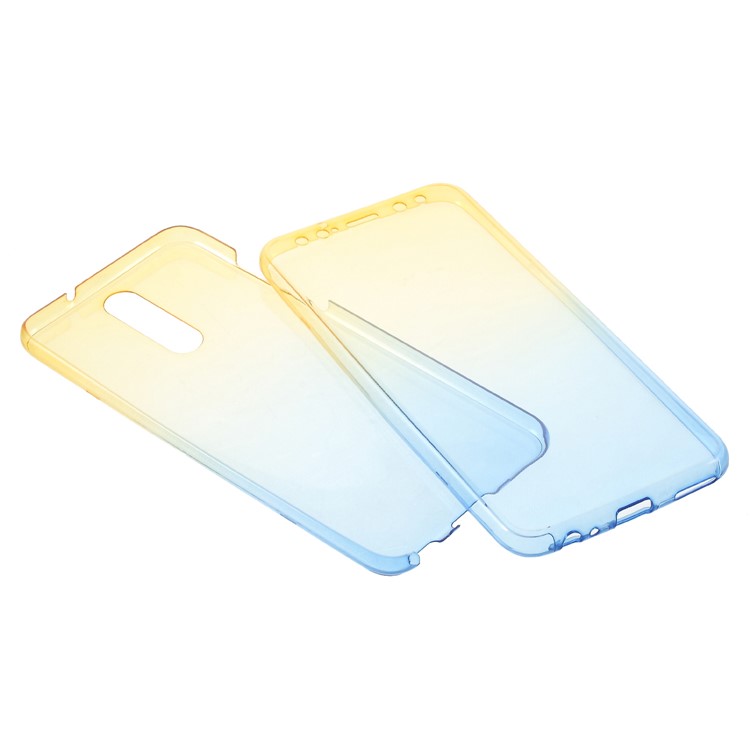 Gradient Color Touchable 2-Piece TPU Phone Case for Huawei Mate 10 Lite/nova 2i/Maimang 6/Honor 9i (India) - Yellow + Blue-4