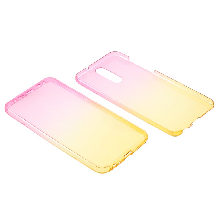 Gradient Color Touchable Front + Back TPU Mobile Case for Huawei Mate 10 Lite/nova 2i/Maimang 6/Honor 9i (India) - Rose + Yellow-1