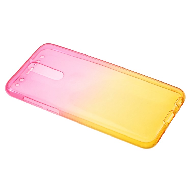 Gradient Color Touchable Front + Back TPU Mobile Case for Huawei Mate 10 Lite/nova 2i/Maimang 6/Honor 9i (India) - Rose + Yellow-3