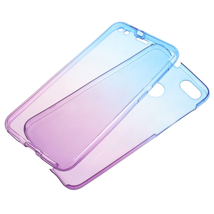 Gradient Color Touchable 2-Piece TPU Case for Huawei P9 lite mini / Y6 Pro (2017) / Huawei Enjoy 7 - Blue + Purple-1