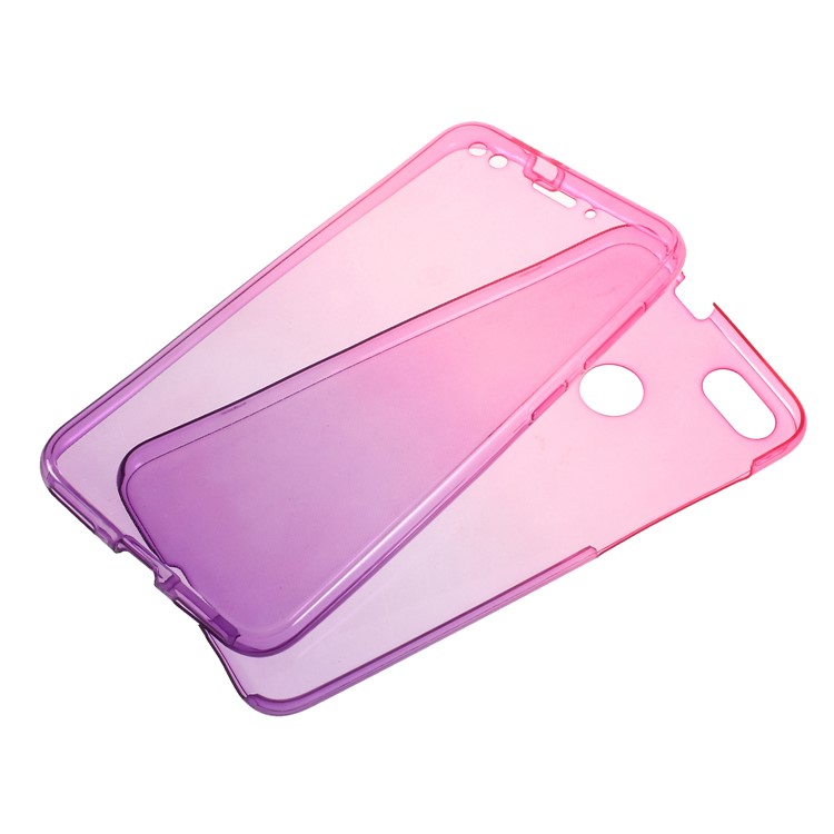 Gradient Color Touchable 2-Piece TPU Cover for Huawei P9 lite mini / Y6 Pro (2017) / Huawei Enjoy 7 - Rose + Purple-1