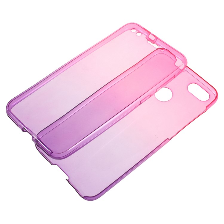 Gradient Color Touchable 2-Piece TPU Cover for Huawei P9 lite mini / Y6 Pro (2017) / Huawei Enjoy 7 - Rose + Purple-5