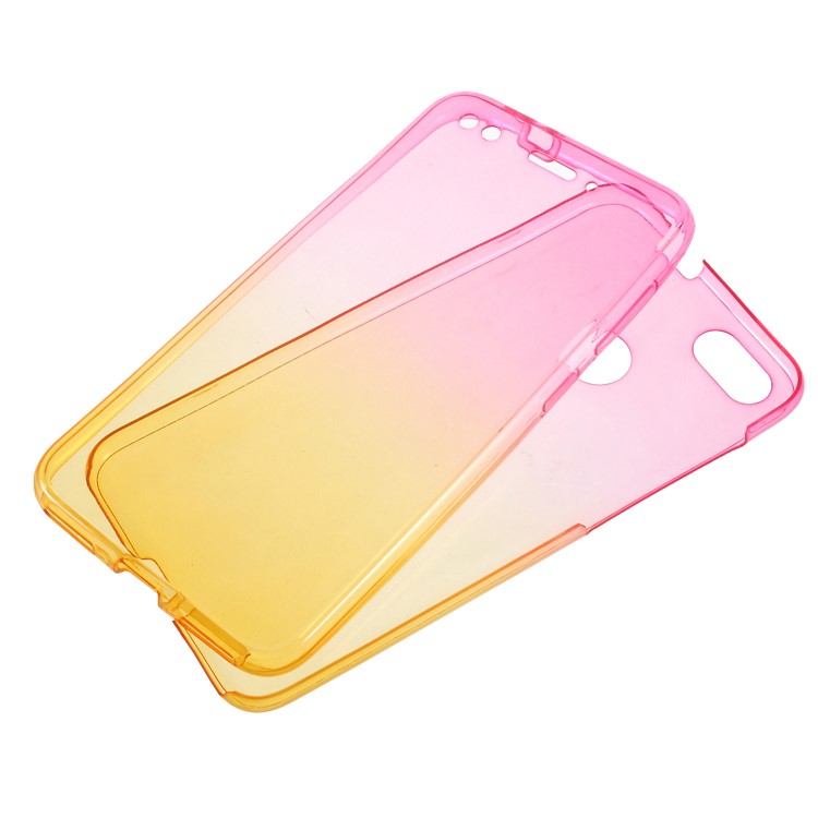 Gradient Color Touchable 2-Piece TPU Shell for Huawei P9 lite mini / Y6 Pro (2017) / Huawei Enjoy 7 - Rose + Yellow-1