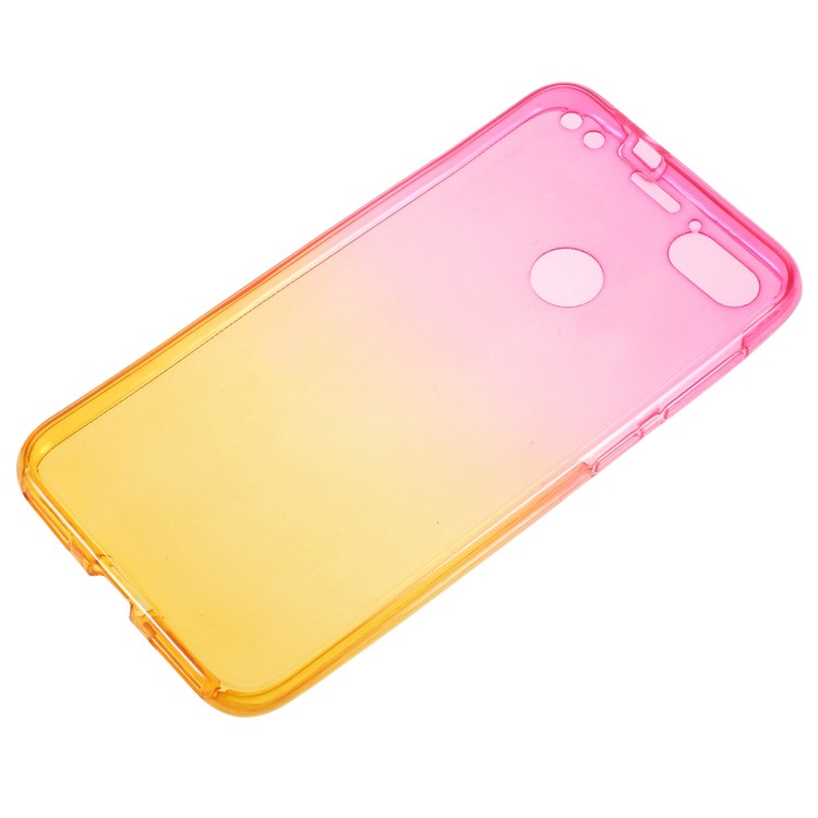 Gradient Color Touchable 2-Piece TPU Shell for Huawei P9 lite mini / Y6 Pro (2017) / Huawei Enjoy 7 - Rose + Yellow-2