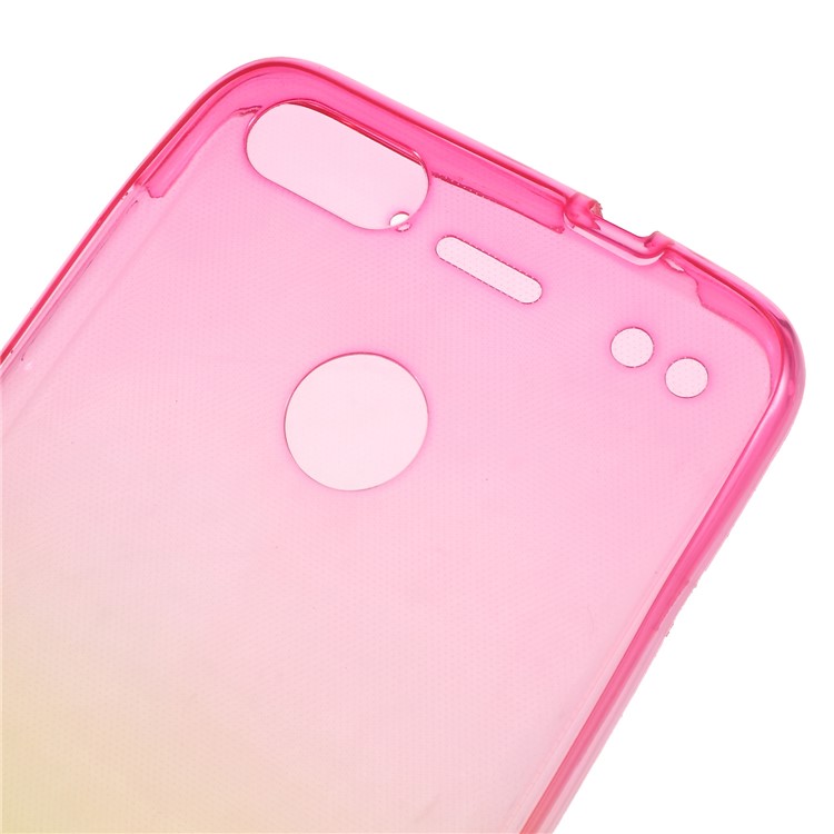 Gradient Color Touchable 2-Piece TPU Shell for Huawei P9 lite mini / Y6 Pro (2017) / Huawei Enjoy 7 - Rose + Yellow-3
