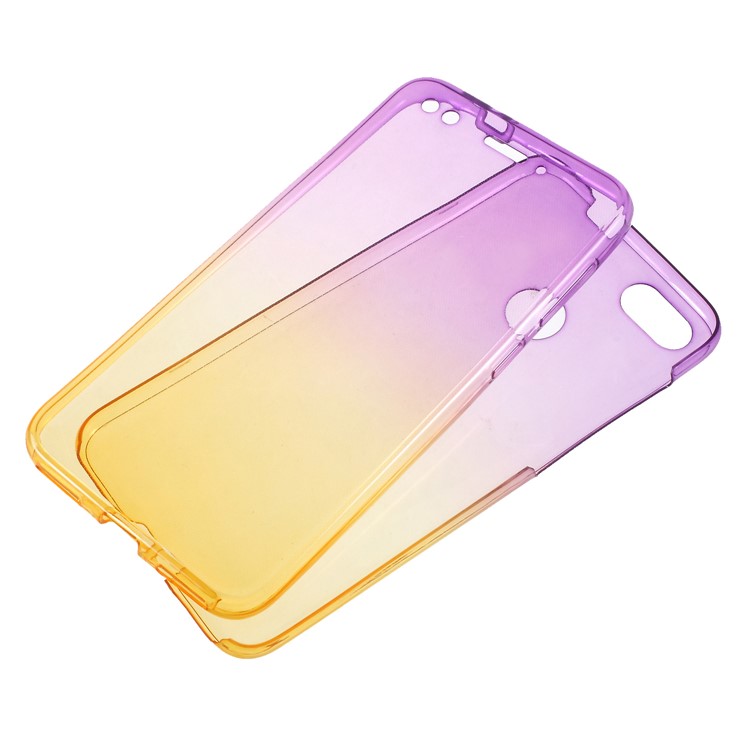 Gradient Color Touchable 2-Piece TPU Phone Case for Huawei P9 lite mini / Y6 Pro (2017) / Huawei Enjoy 7 - Purple + Yellow-1