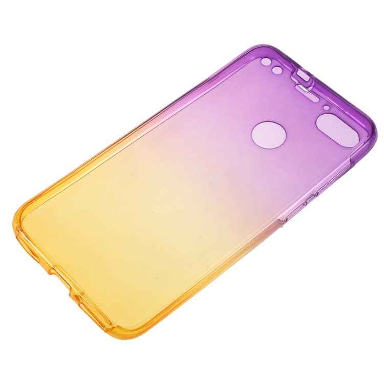 Gradient Color Touchable 2-Piece TPU Phone Case for Huawei P9 lite mini / Y6 Pro (2017) / Huawei Enjoy 7 - Purple + Yellow-2