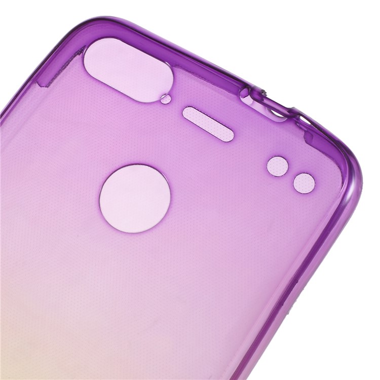 Gradient Color Touchable 2-Piece TPU Phone Case for Huawei P9 lite mini / Y6 Pro (2017) / Huawei Enjoy 7 - Purple + Yellow-3