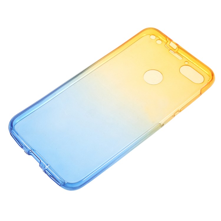 Gradient Color Touchable 2-Piece TPU Mobile Cover Shell for Huawei P9 lite mini / Y6 Pro (2017) / Huawei Enjoy 7 - Yellow + Blue-2