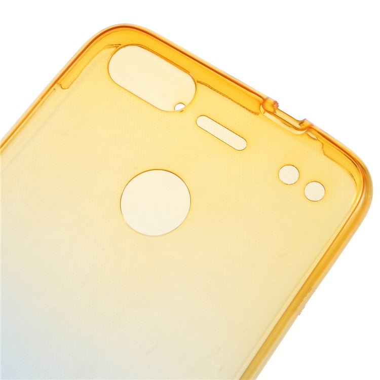 Gradient Color Touchable 2-Piece TPU Mobile Cover Shell for Huawei P9 lite mini / Y6 Pro (2017) / Huawei Enjoy 7 - Yellow + Blue-3
