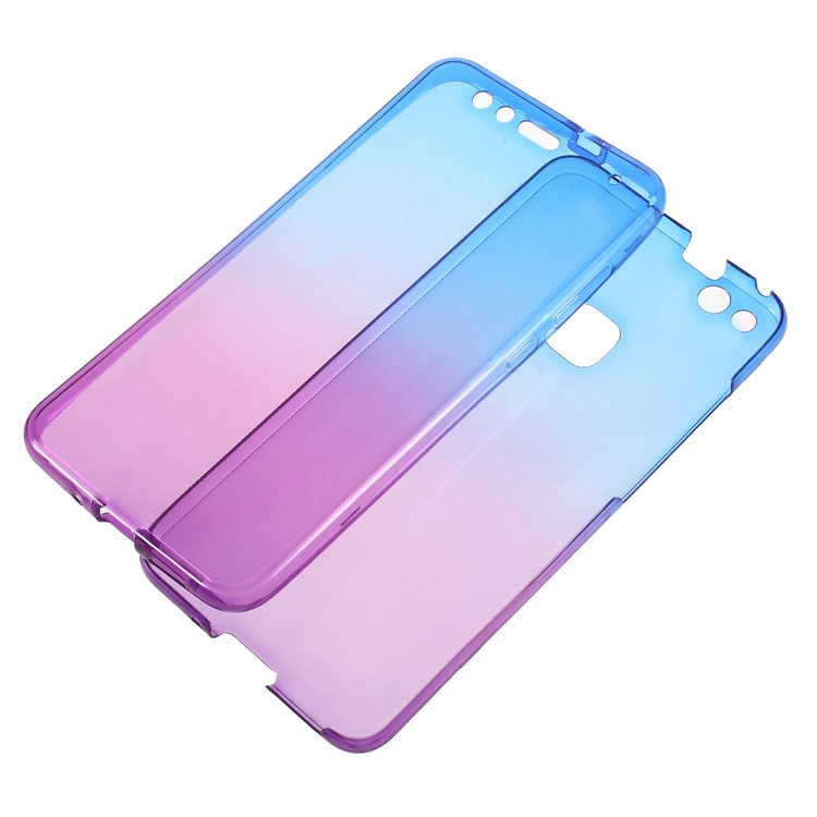 Gradient Color Touchable 2-Piece TPU Mobile Phone Case for Huawei P10 Lite - Blue + Purple-1