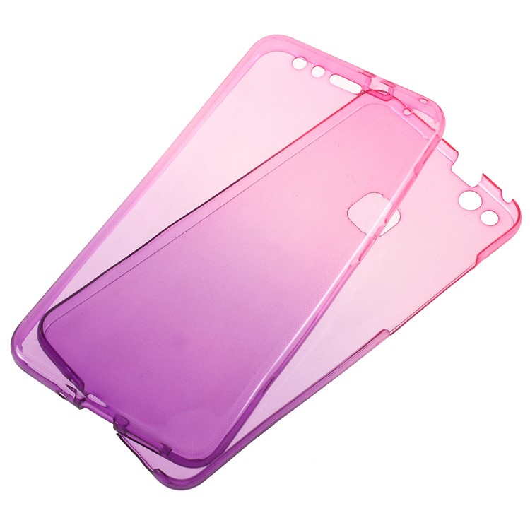Gradient Color Touchable 2-Piece TPU Mobile Phone Cover for Huawei P10 Lite - Rose + Purple-1