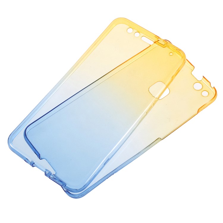 Gradient Color Touchable 2-Piece TPU Mobile Phone Shell for Huawei P10 Lite - Yellow + Blue-1