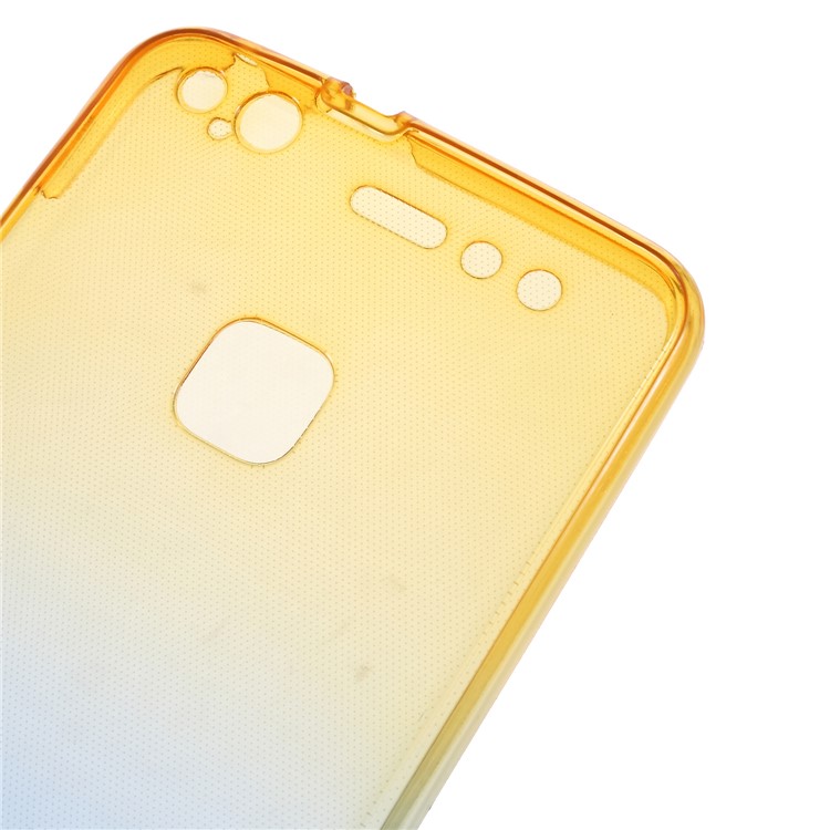 Gradient Color Touchable 2-Piece TPU Mobile Phone Shell for Huawei P10 Lite - Yellow + Blue-3