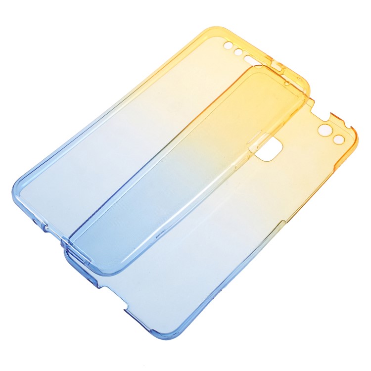 Gradient Color Touchable 2-Piece TPU Mobile Phone Shell for Huawei P10 Lite - Yellow + Blue-5