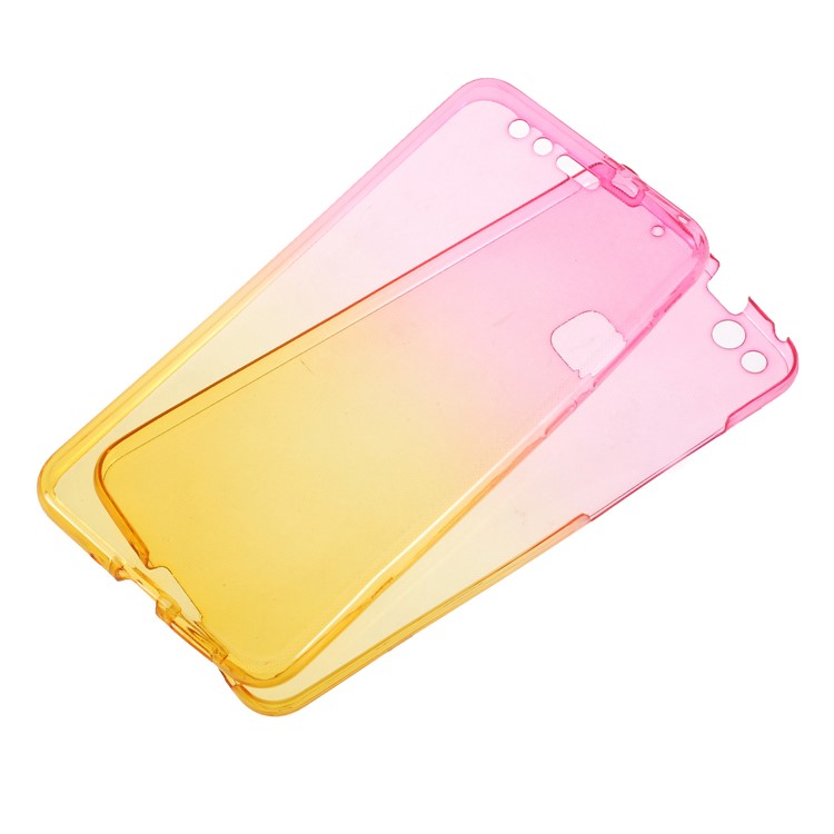 Gradient Color Touchable 2-Piece TPU Phone Casing for Huawei P10 Lite - Rose + Yellow-1