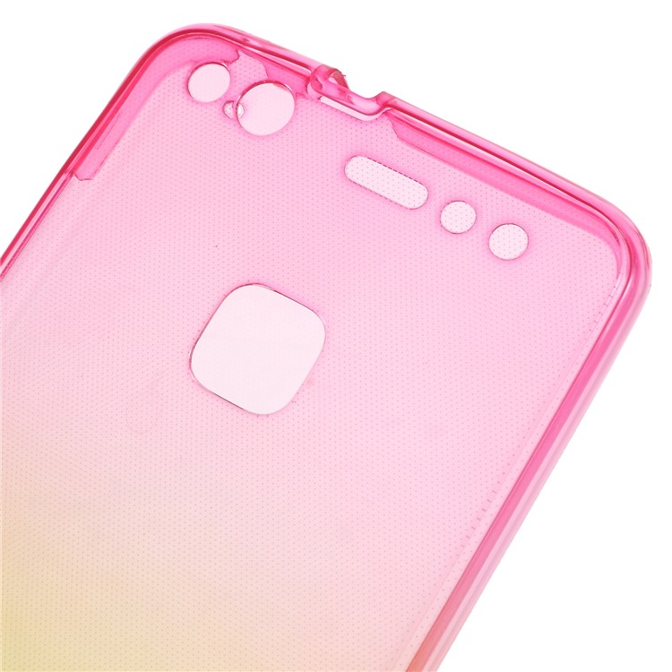 Gradient Color Touchable 2-Piece TPU Phone Casing for Huawei P10 Lite - Rose + Yellow-3